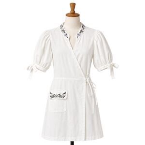 NEW Cartolina Nantucket Savannah Dress Med White Embroidered Cotton Cottage Twee